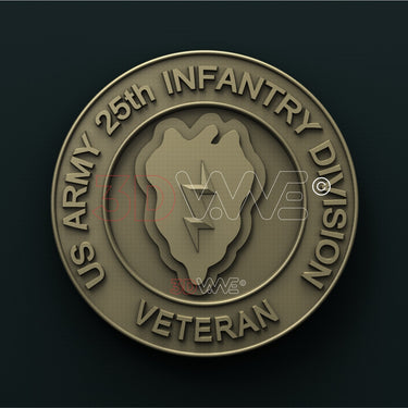 USA ARMY, 25th INFANTRY DIVISION VETERAN 3D STL 3DWave